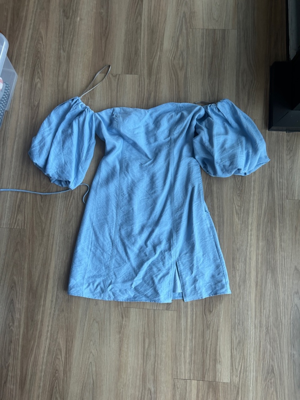 BCBG Powder Blue One-Shoulder Puff Sleeve Mini Dress